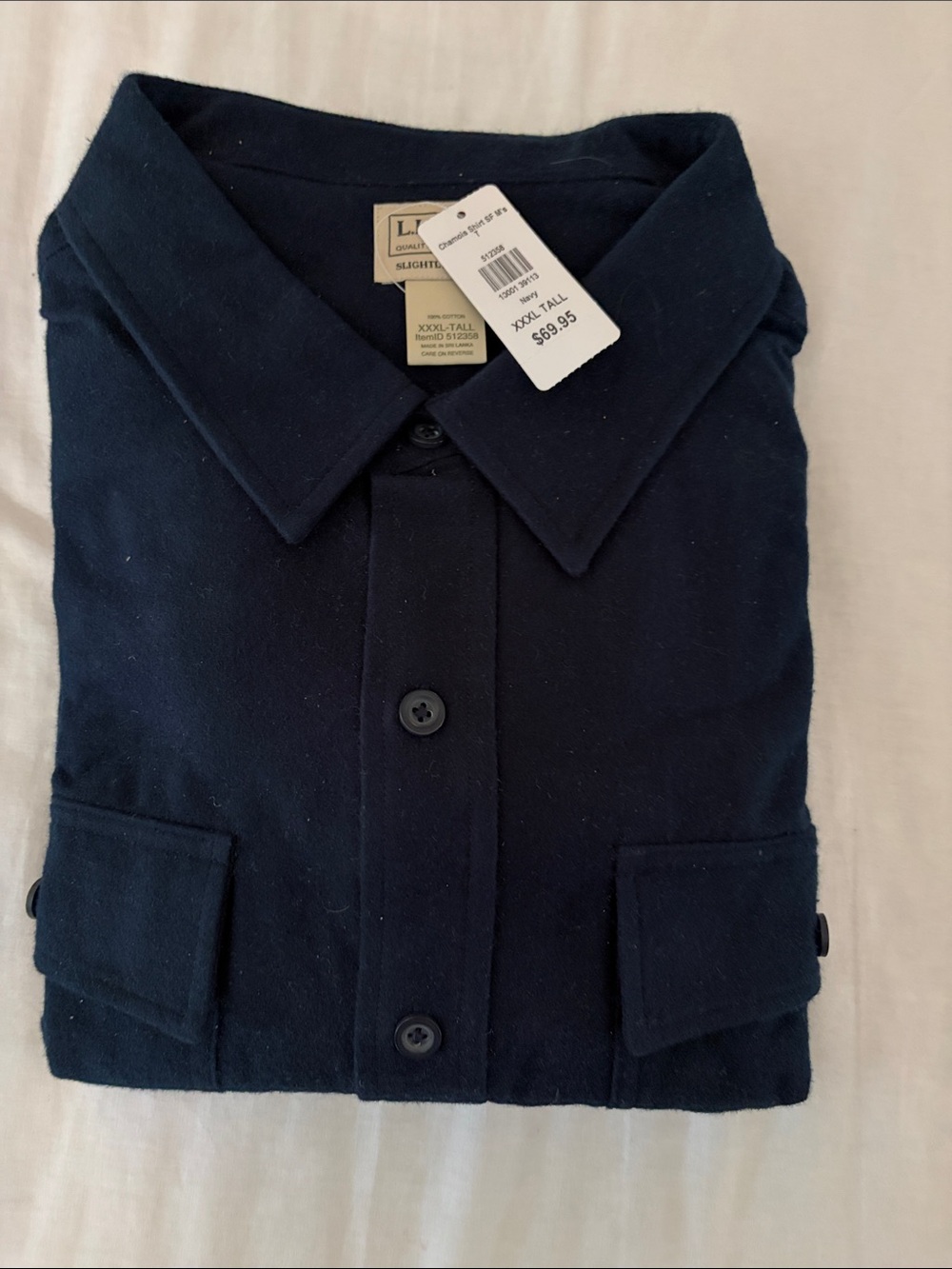 LL BEAN Navy Button-Up Chamois Shirt Jacket